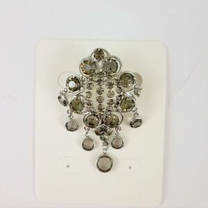 Elegant Silver and Gray Dangle Brooch